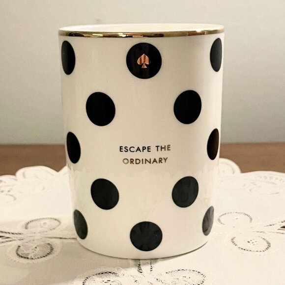 KATE SPADE, New York, Black Polka-Dot Cup/Container, Lenox Porcelain - Picture 1 of 4